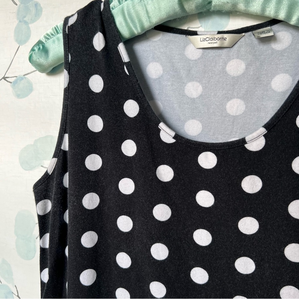 Liz Claiborne Womens Black & White Classic Polka Dot Sleeveless Maxi Tank Dress - Picture 7 of 10